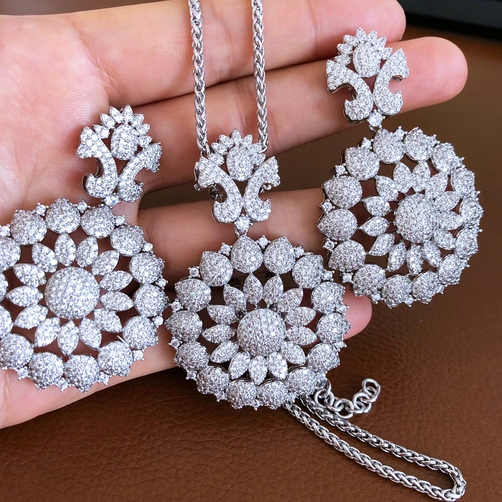 

Missvikki Original Luxury Big Round Necklace Earrings Jewelry Sets For Women Bridal Wedding Russia Dubai Bridal Party Gift