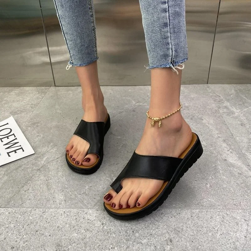 Women Slippers New Summer Leather Flip Flop Platform Slippers Casual Outdoor Beach Sandals Female Shoes Home Open Toe Slides