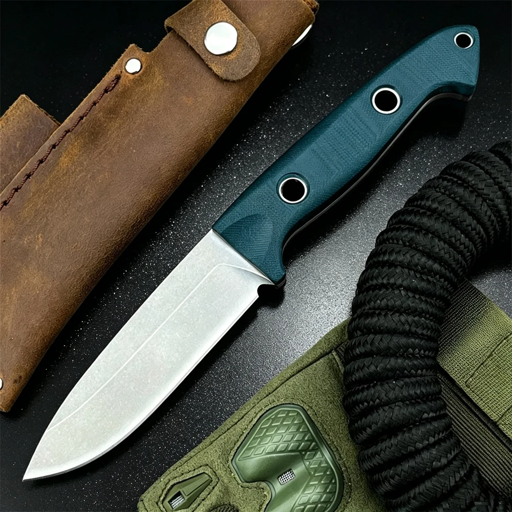 High Quality 162 Multifunctional Full-Tang Fixed Blade Straight Knife G10 Handle Outdoor Camping Hiking and Meat Cutting
