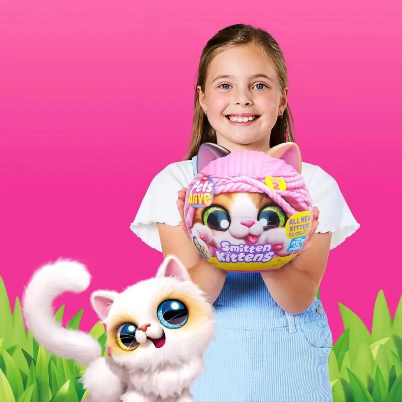 

Плюшевая игрушка-кошка Pets Alive Smitten Kittens Series 2 Zuru в закрытой коробке с эффектами звука и света, мягкая игрушка-сюрприз в таинственной коробке