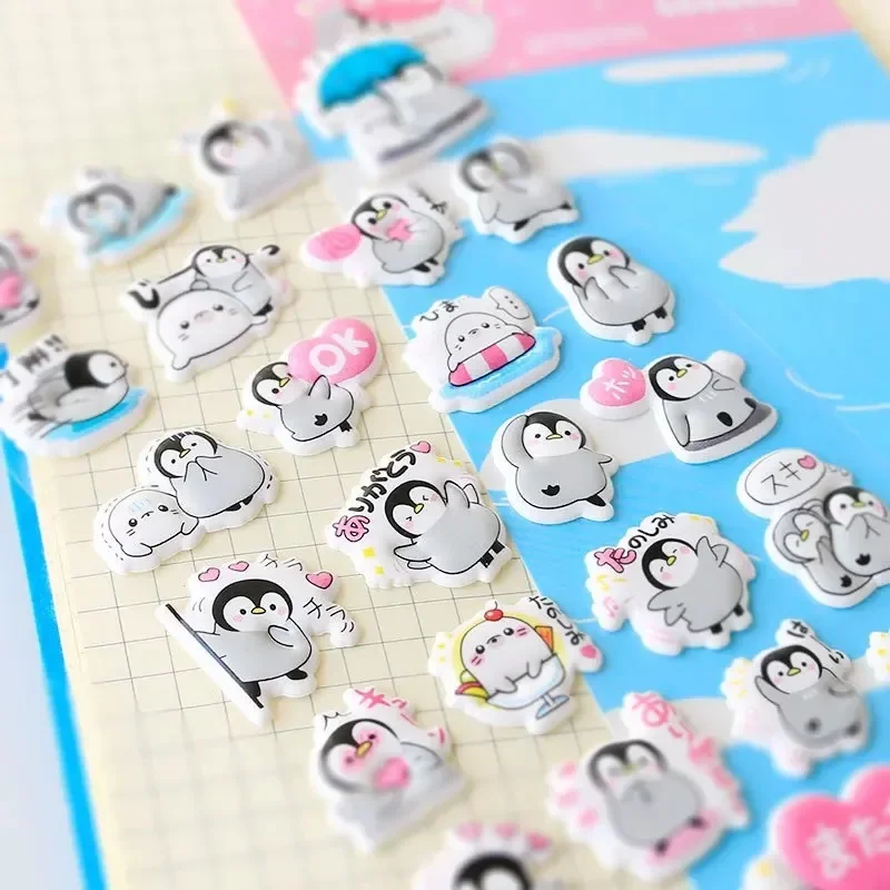 3D Positive Penguin Puffy Stickers for Kids DIY Craft Laptop Phone Case Scrapbook Album Decor Supply