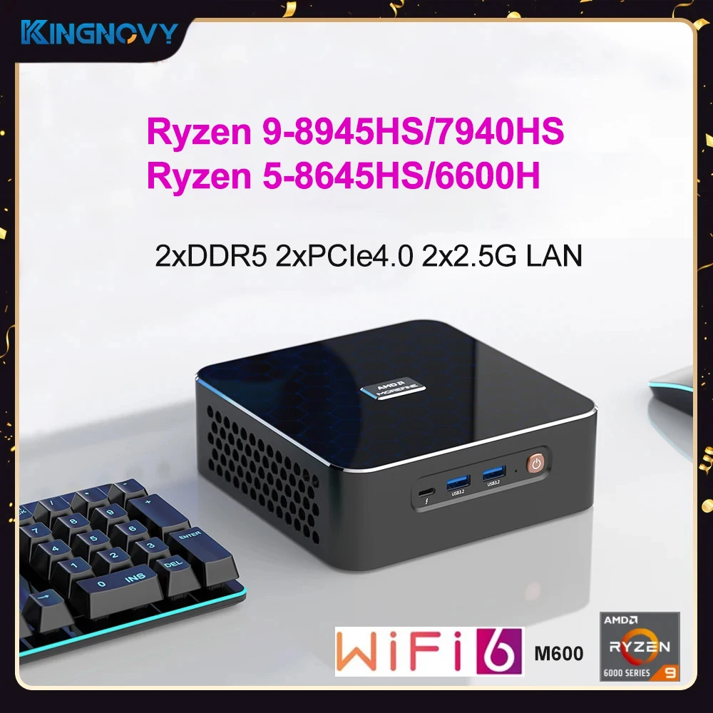 Morefine NUC Mini PC Gamer AMD Rzyen 9 7940HS 8945HS R5-8645HS 2xDDR5 2xPCIe4.0 Dual 2.5G LAN Gaming Mini Computer WiFi6 BT5.2