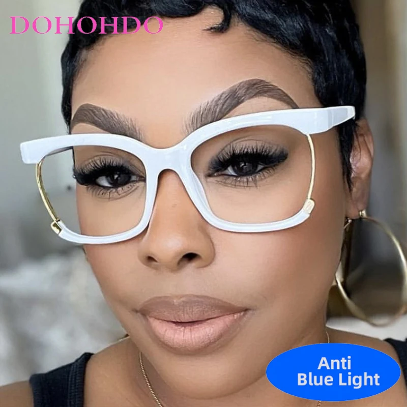 

New Fashion 2025 Big Square Frame Anti-Blue Light Women's Glasses Men Computer Play Games Optical Luxury Brand Design Eyewear