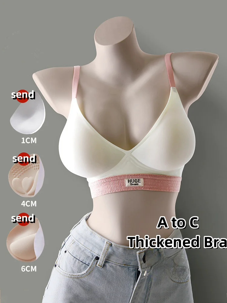 

Thickened bra sexy non-steel ring flared chest underwear comic book chest bra without scar bra show waist thin Free bra pads