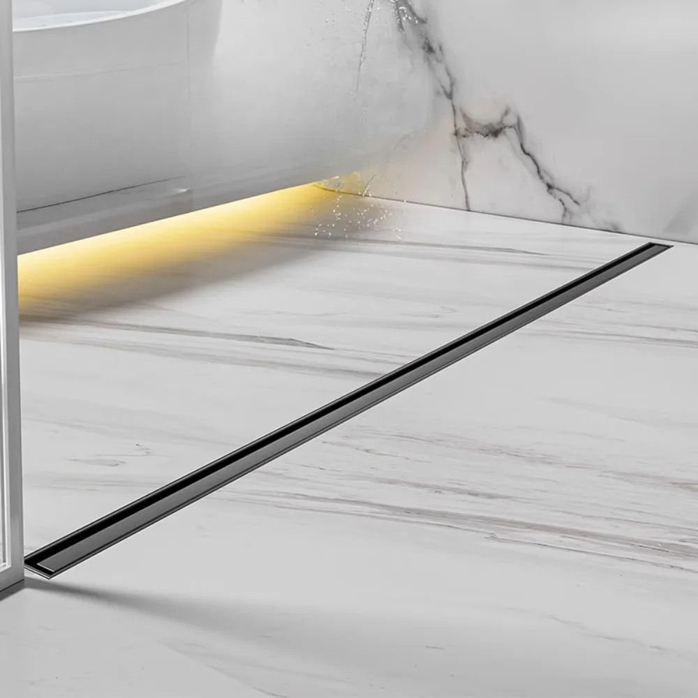 Very narrow line rectangular floor drain deodorant wide stainless steel gun gray shower long strip minimalist large drainage