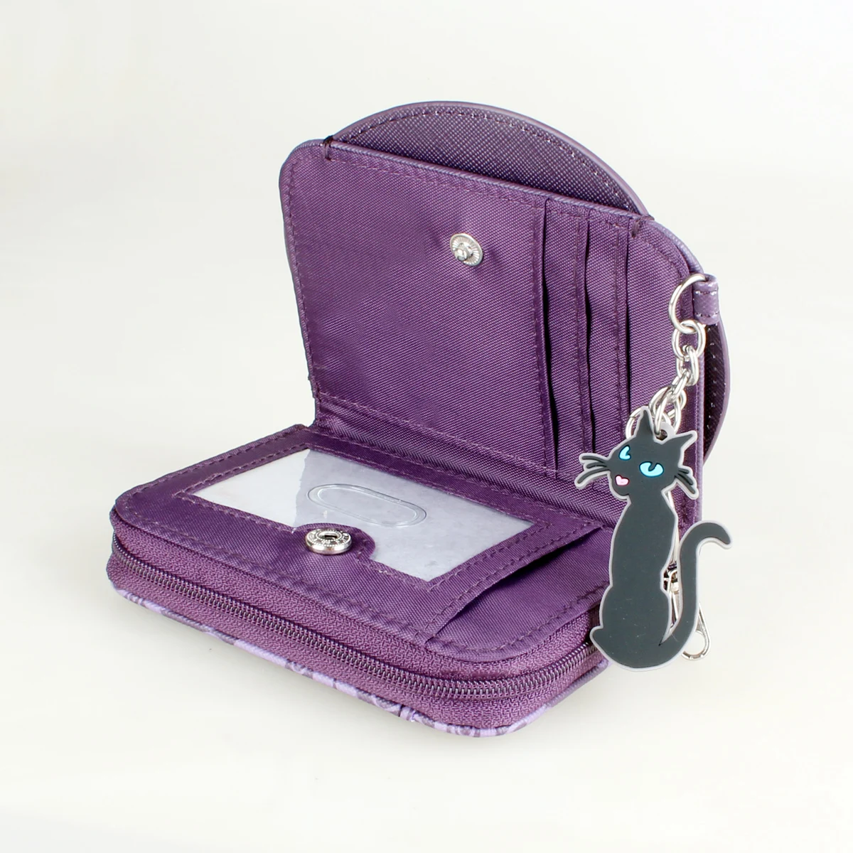 محفظة ثلاثية الطي مطبوعة عالية الجودة، محفظة عملات معدنية عصرية لطيفة بسحاب مع نافذة لبطاقة الهوية