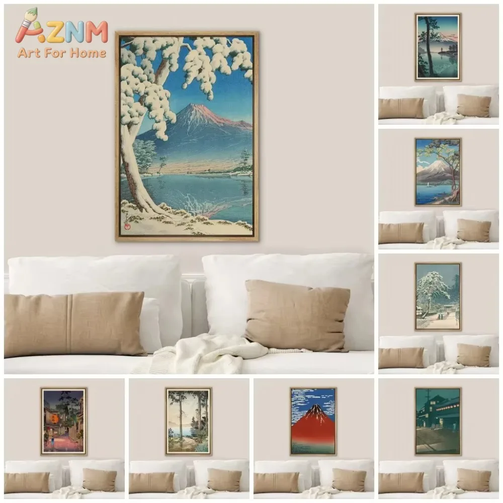 

1 шт. Японские винтажные настенные принты: классические пейзажи с зданиями, картины Укиё-э Кавасэ Хасуи, холст-постер для домашнего декора