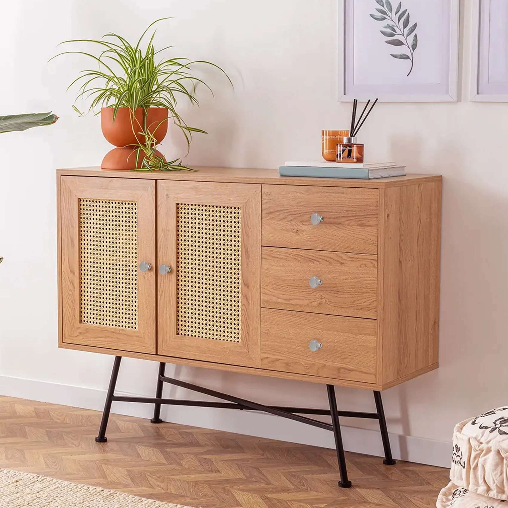 BAAG-10Pack boutons d'armoire de cuisine boutons de commode moletés matériel d'armoire boutons en aluminium pour tiroirs de commode argent Durable