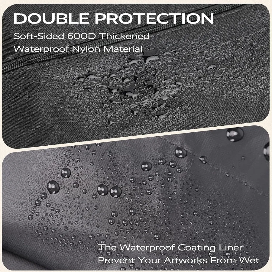 حقيبة محفظة فنية خفيفة الوزن مقاس 18 × 24 مع حزام كتف قابل للتعديل وزوايا جلدية للفنانين والطلاب حقيبة مقاومة للماء