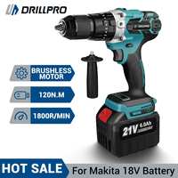 Drillpro 13MM Brushless Electric Impact Drill 20+3 Torque Screwdriver Hammer Drill Winter Ice Power Tools For Battery