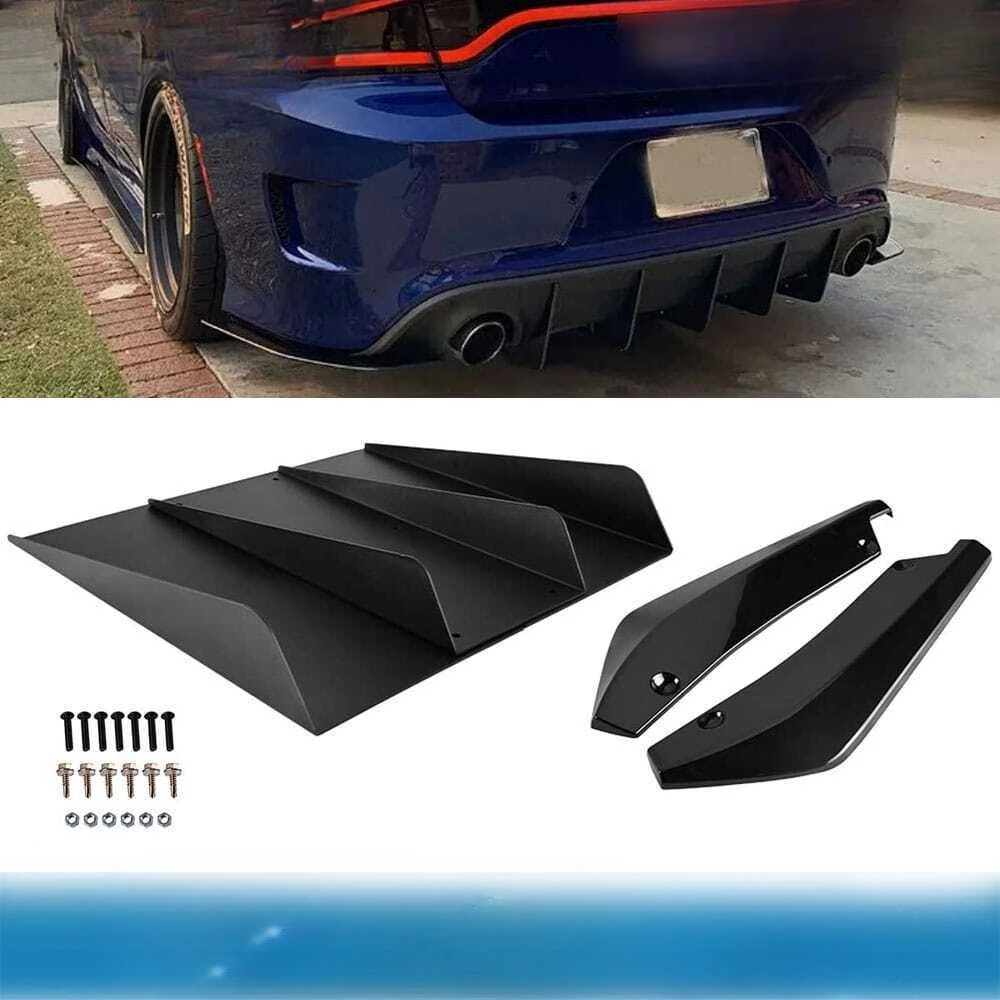 

For Hyundai Genesis Coupe Rear Bumper 4-Fin Diffuser Lips + Rear Spats Black ABS United States