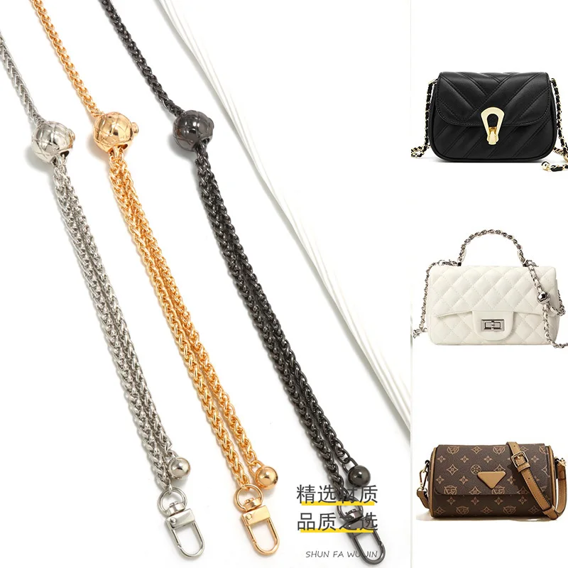 Replacement 120cm/47in Metal Purse Chain Strap Handle for Handbag Shoulder Crossbody Bag Chain Strap with Length Adjustable Ball