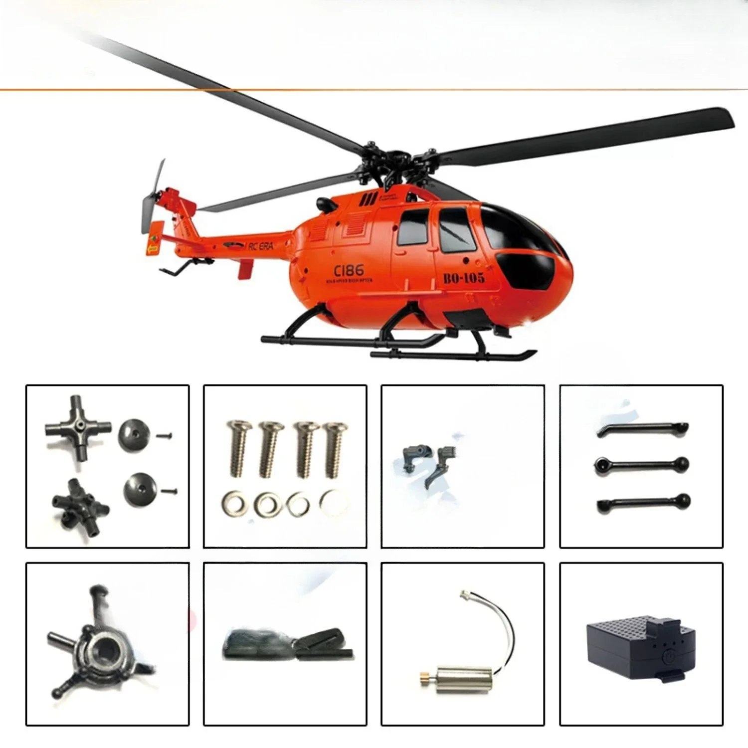 C186 four-channel single-propeller helicopter BO-105 spare parts, main tail blades, batteries, tail motors, landing gear