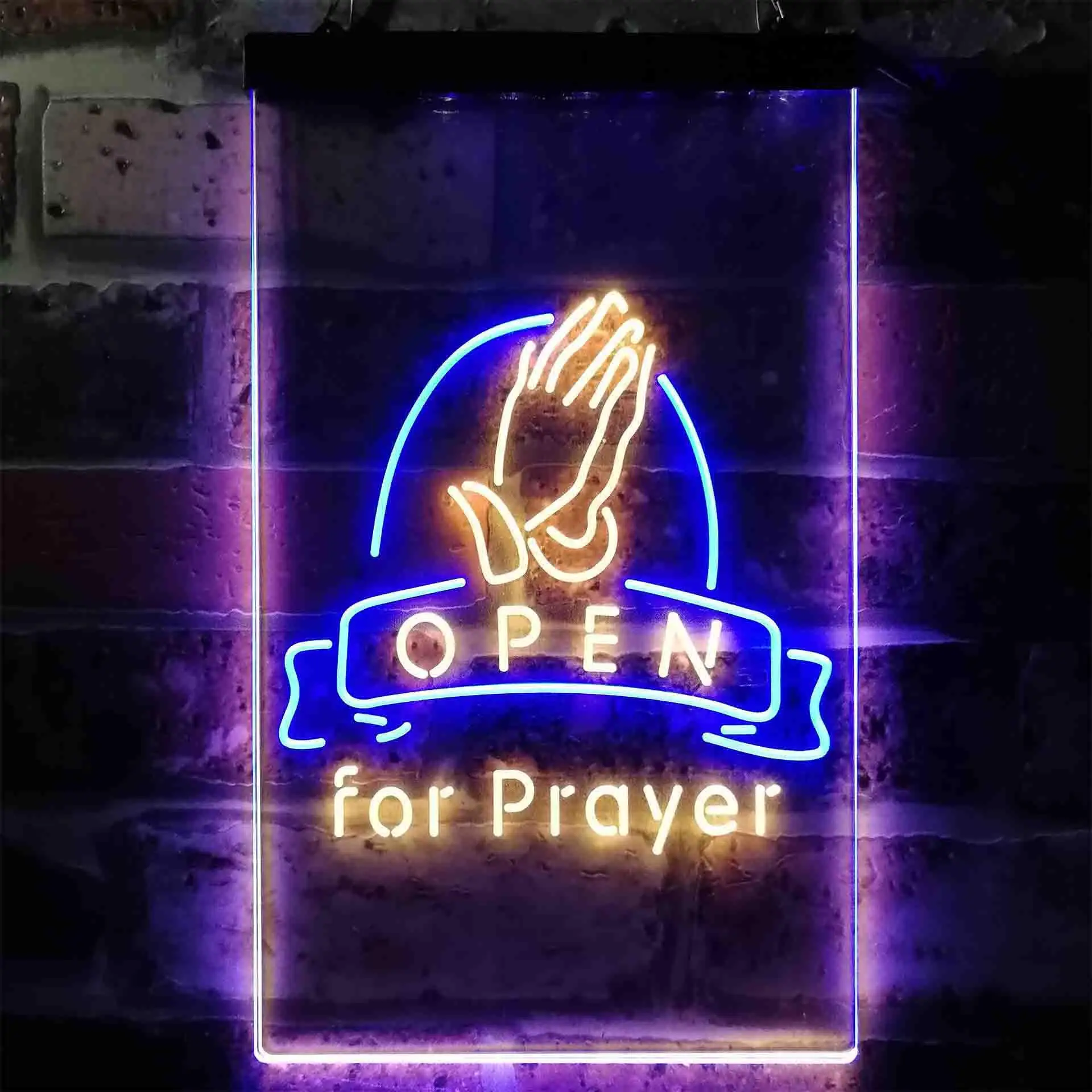 Prayer Hand Room Open Dual Color Led Neon Sign st6-i3784