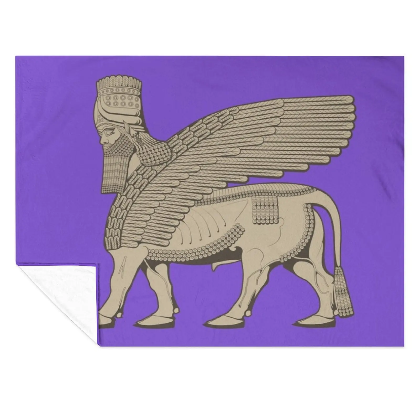 

Lamassu Winged Bull Assyrian Throw Blanket Multi-Purpose Tourist sofa bed Blankets