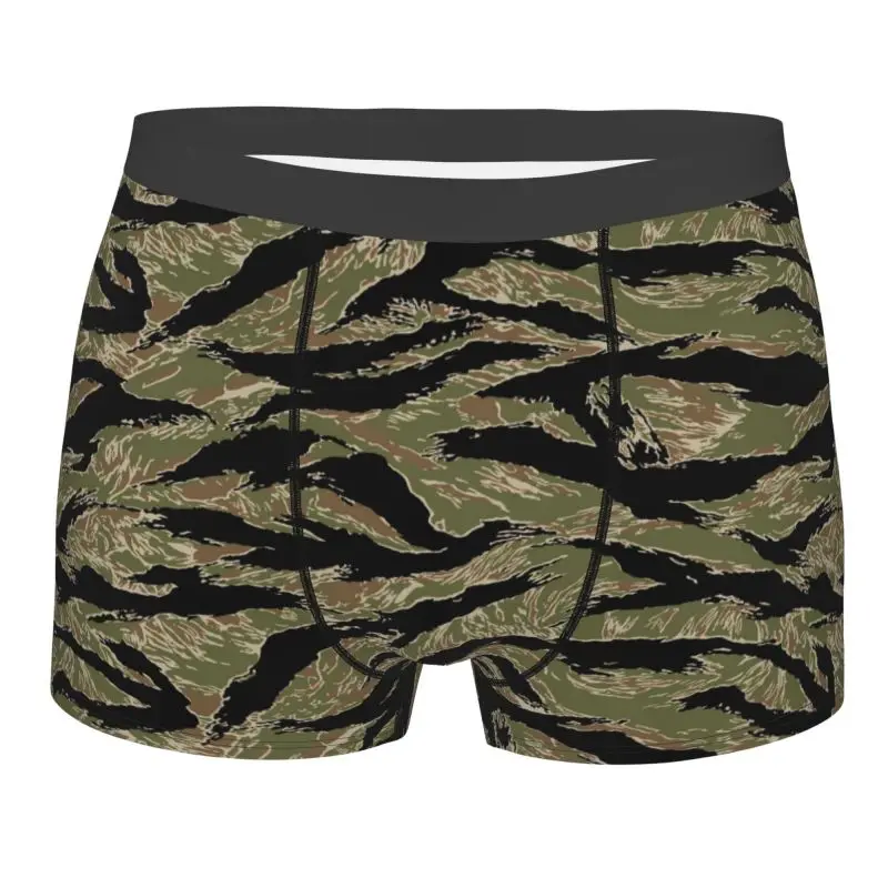 

Tiger Stripe Camo Pattern Boxer Briefs Men Underwear Elastic Belt Boxers Soft Breathable Ball Pouch Short Briefs Underpants