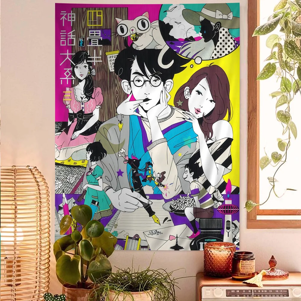 

The Tatami Galaxy Movie Printed Large Wall Tapestry Hanging Tarot Hippie Wall Rugs Dorm Cheap Hippie Wall Hanging