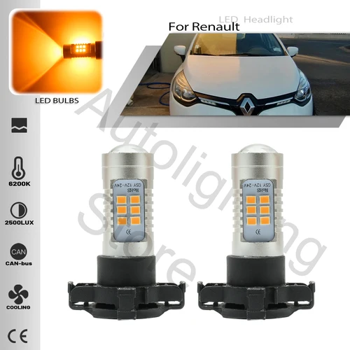 2 uds Canbus sin Error PY24W bombilla LED de intermitente frontal para Renault Clio IV 4 2012 2013-2020 Opel Zafira B con AFL 2005-2014