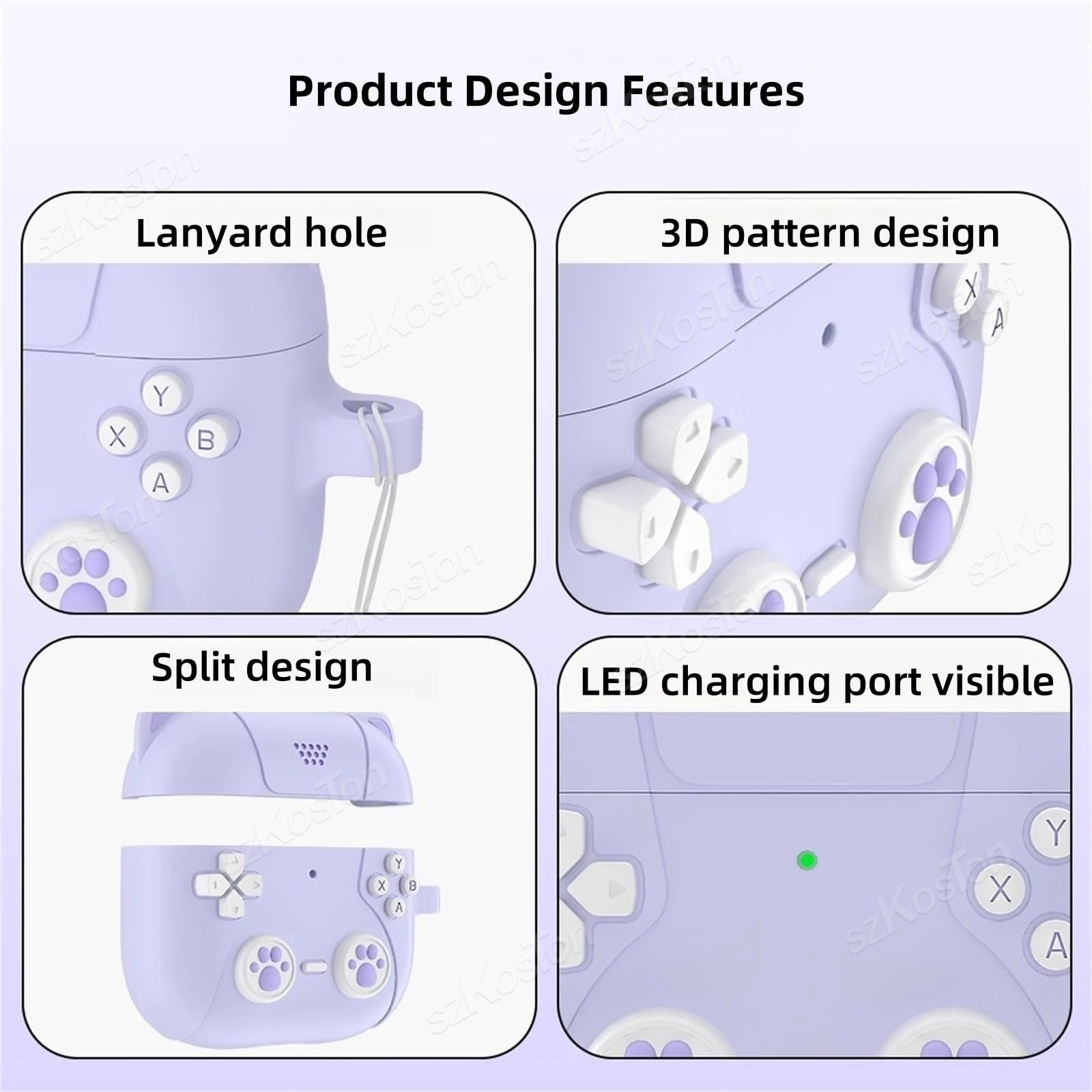 For AirPods 4 Cute Cat Silicone Case with Keychain Anti-drop Dustproof Protective Cover for Air Pods 4 Earphone Cases Accessorie