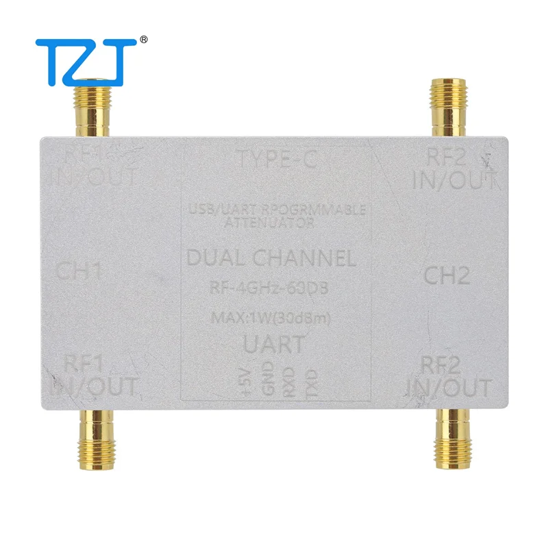 TZT RF-4GHz-60DB Dual Channel Programmable Attenuator RF Attenuator (Main Unit + Type-C Cable) for PC