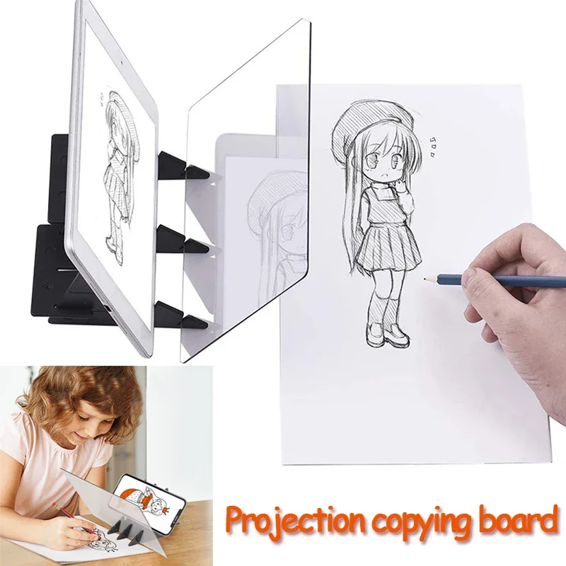 Planche de copie de dessin pour enfants, projecteur de peinture, planche de traçage, croquis, réflexion spéculaire, support de gradation, jouets Montessori