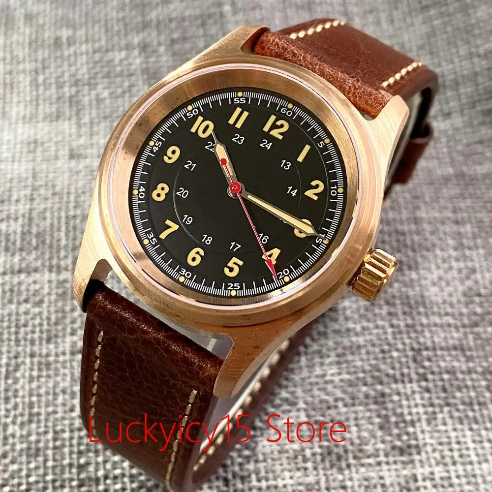 

36mm Miyota 8215 Men's Genuine Bronze Pilot Mechanical Watch 200 Meter Deep Diving Bracelet Shoous Flat Sapphire Outdoor Gift