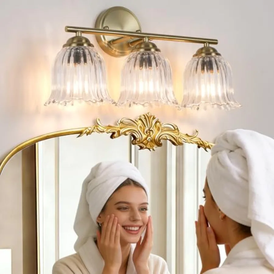 

en Vanity Light Vintage Bathroom Fixtures Farmhouse Vanity Lighting Over Mirror with Tulip Flower Glass Shade No Glare for Mast