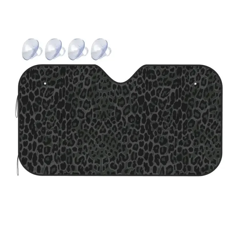 

Black Leopard Windshield Sun Shade Personalized Sunshade Foldable Uv Ray Reflector Front Window Sun Shade Visor Shield Cover