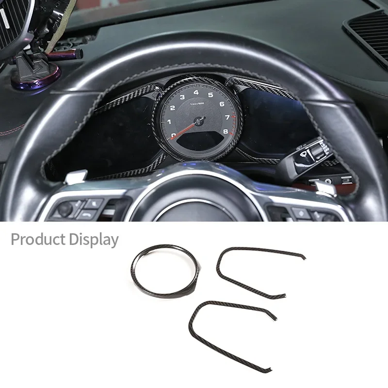 For Porsche Cayenne 2018-2020Central Speed Display Trim Frame Real Carbon Fiber Car Indicator Display Panel Interior Accessories