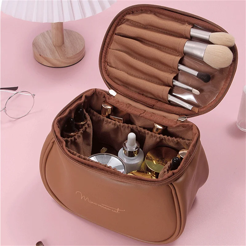 Cute PU Makeup Bag For Women Toiletries Waterproof Travel Make Up  Pouch Female Large Capacity Portable Cosmetic Case