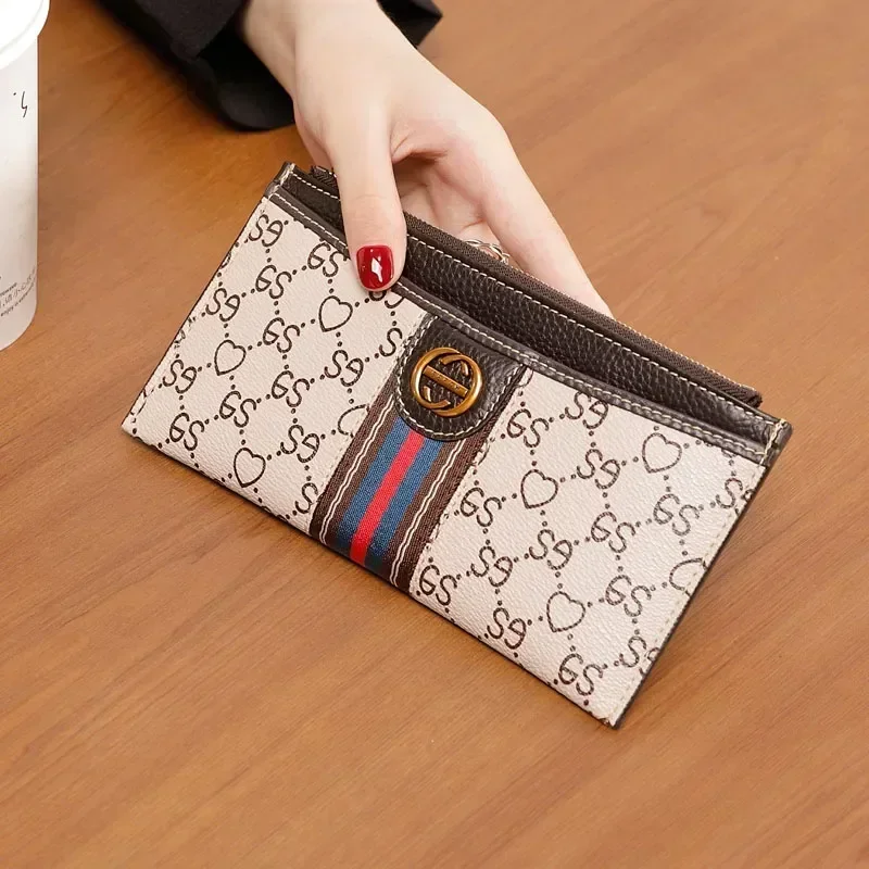 Women Fashion PVC Genuine Cow Leather Clutch Wallet Thin Zipper Card Holder Real Leather Money Clip Long Purse Handbag 7Z