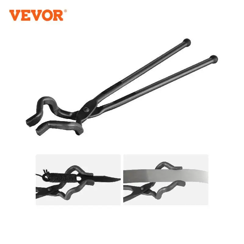 VEVOR Blacksmith Tongs 18in ZV-Bit Tongs Carbon Steel Forge Tongs with A3 Steel Rivets for Knife Blades Long Pieces for Beginner