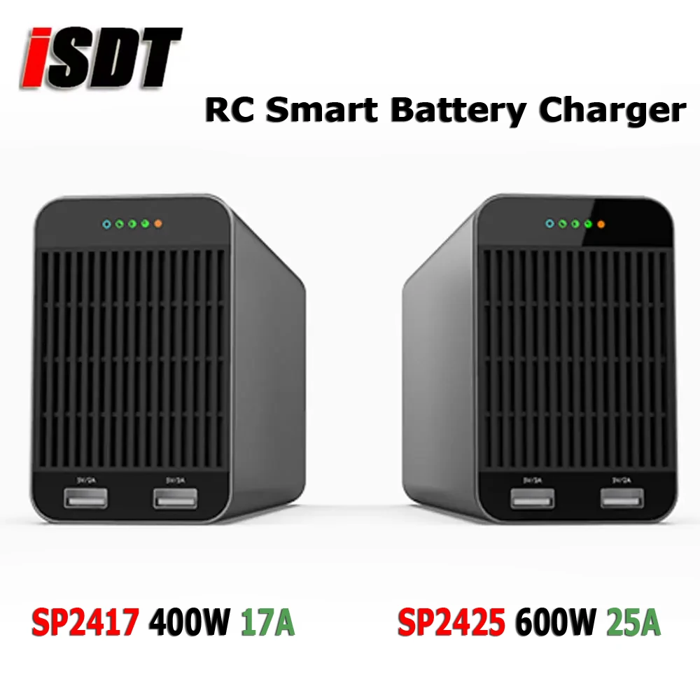 

ISDT SP2417 400W / SP2425 600W RC Battery Charger Adapter High Power Switch Smart Control With LED USB Charging US/EU Plug