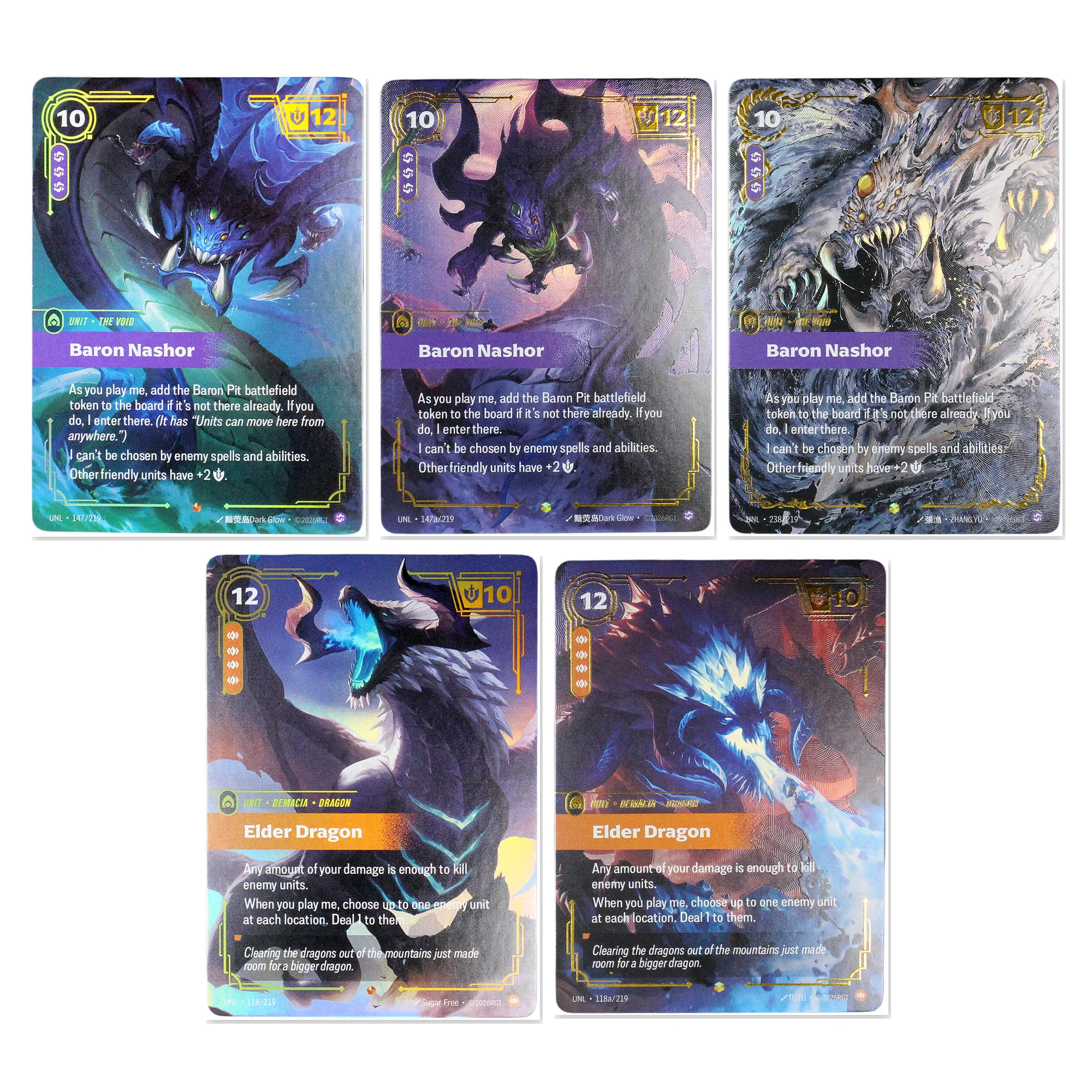 Riftbound Unleashed UNL Proxy Cards – Baron Nashor Elder Dragon Standard & Alternate Art Custom Collectible Card