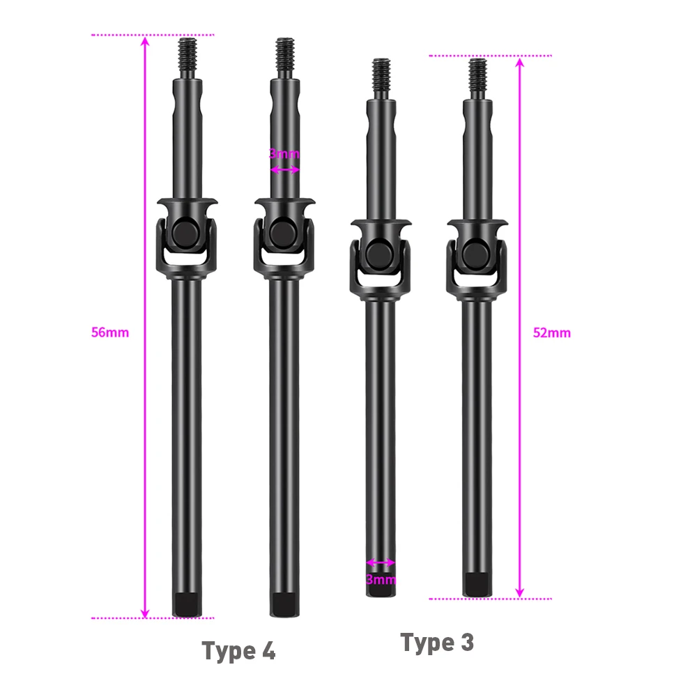 AXSPEED 1Pair Steel Front CVD Shaft Drive for Axial SCX24 Deadbolt Gladiator Bronco Wrangler C10 1/24 RC Crawler Car Model Parts