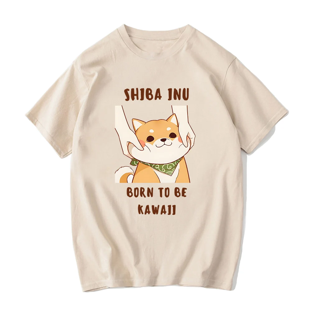 Shiba Inu Dog t shirt Kawaii Cartoon Print Tshirts Girls Clothes Summer Short Sleeve Tops 100% Cotton Tees Women Oversized Shirt