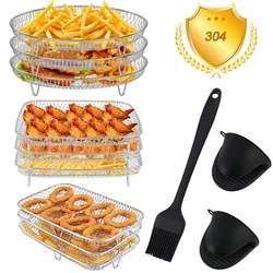 3-layers Air Fryer Rack Stackable Grilling 304 Stainless Steel Airfryer Oven Grill Steamer Cooker Kitchen Gadgets Cooking Tools