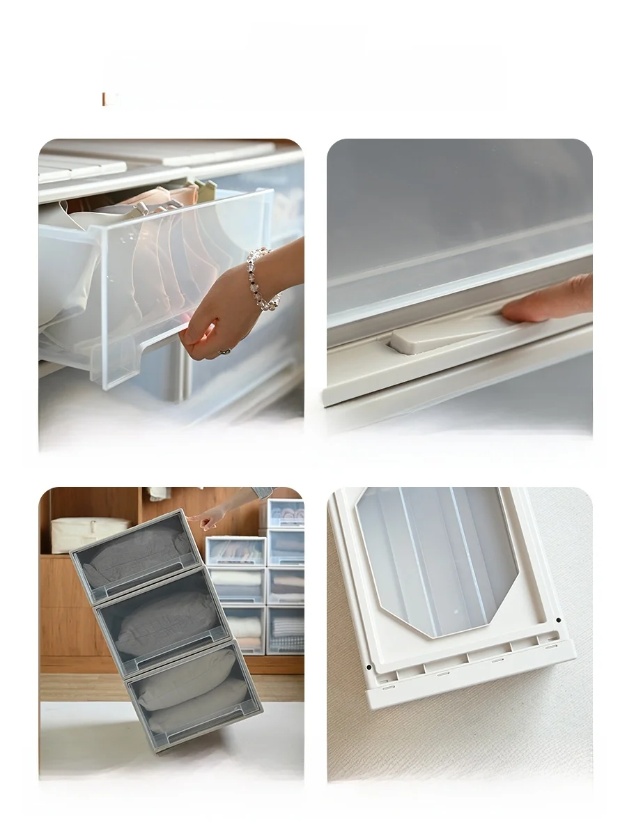 

Thiened пластиковый ящик для хранения одежды Der pe Комбинированный шкаф для домашнего использования Прозрачный органайзер для хранения смены сезона...