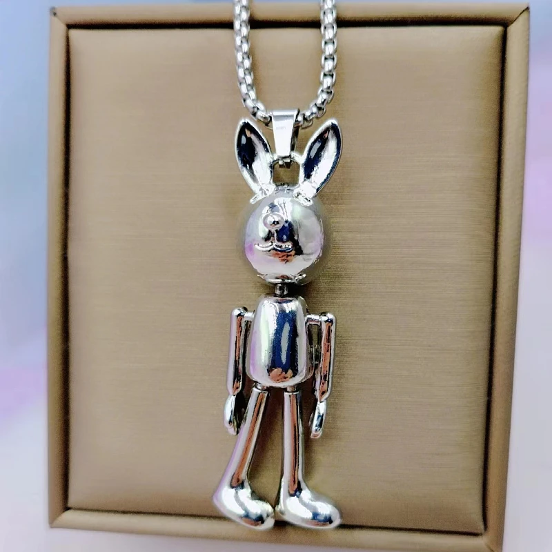 European and American Hip Hop Gentleman Rabbit Necklace Men\'s Trend Personality Versatile Pendant Fashion Gift