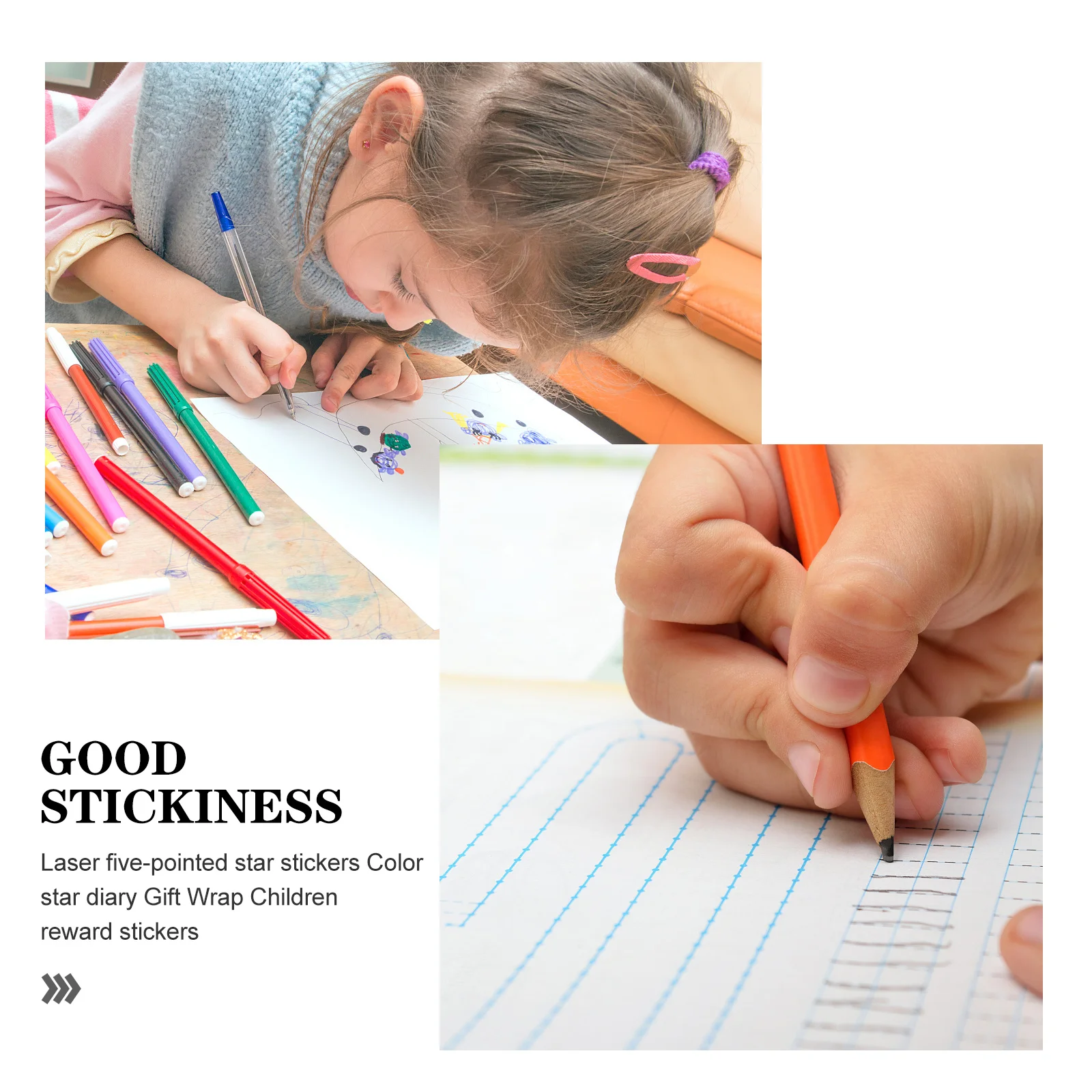 

2pcs 2 Rolls Star Stickers Self Adhesive Glitter Reward Stickers For Kids Classroom Party School Craft Diy Sealing Label Decals