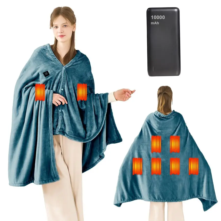 

Blanket Cordless Electric Wearable Blanket with 10000mAh Power Bank, USB Heating Throw Blanket, Fleece Throws Women Men Heating