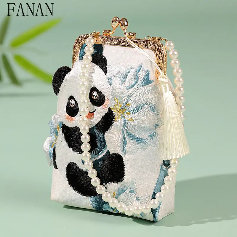 Panda Embroider Mobile Phone Bagsweet and Cute Fashion Chain Bag Chinese Style Crossbody Bags for Women 2026 New