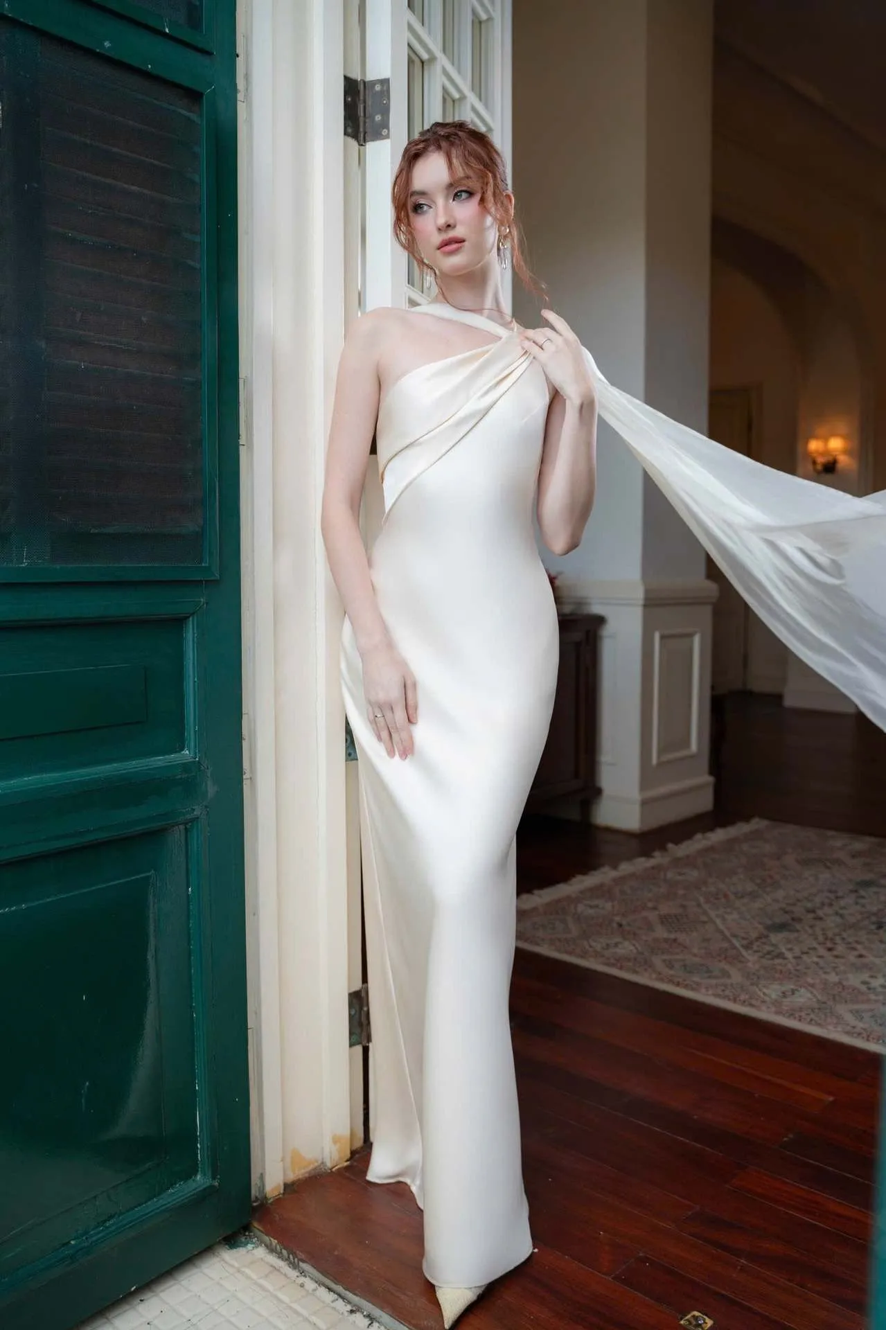 فستان ساتان راقي بتصميم ذيل السمكة، مقاس نحيف وتنحيف، أنيق وأنيق، فستان حفلات نسائي مكشوف الكتفين #3