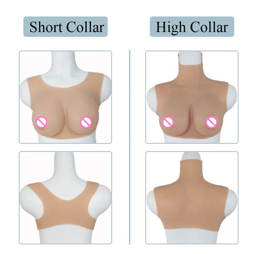 C Cup High Collar Fake Boobs Silicone Breasts Forms for Mastectomy Breast Cancer Patient Realistic Tits Wearable Artifical Chest