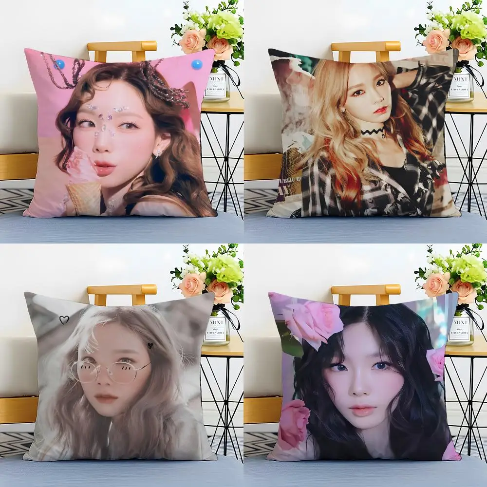 Singer Melodic T-Taeyeon Cushion Cover Washable Linen Pillowcase Soft  for Sofa Bed Cozy Home Room Decor