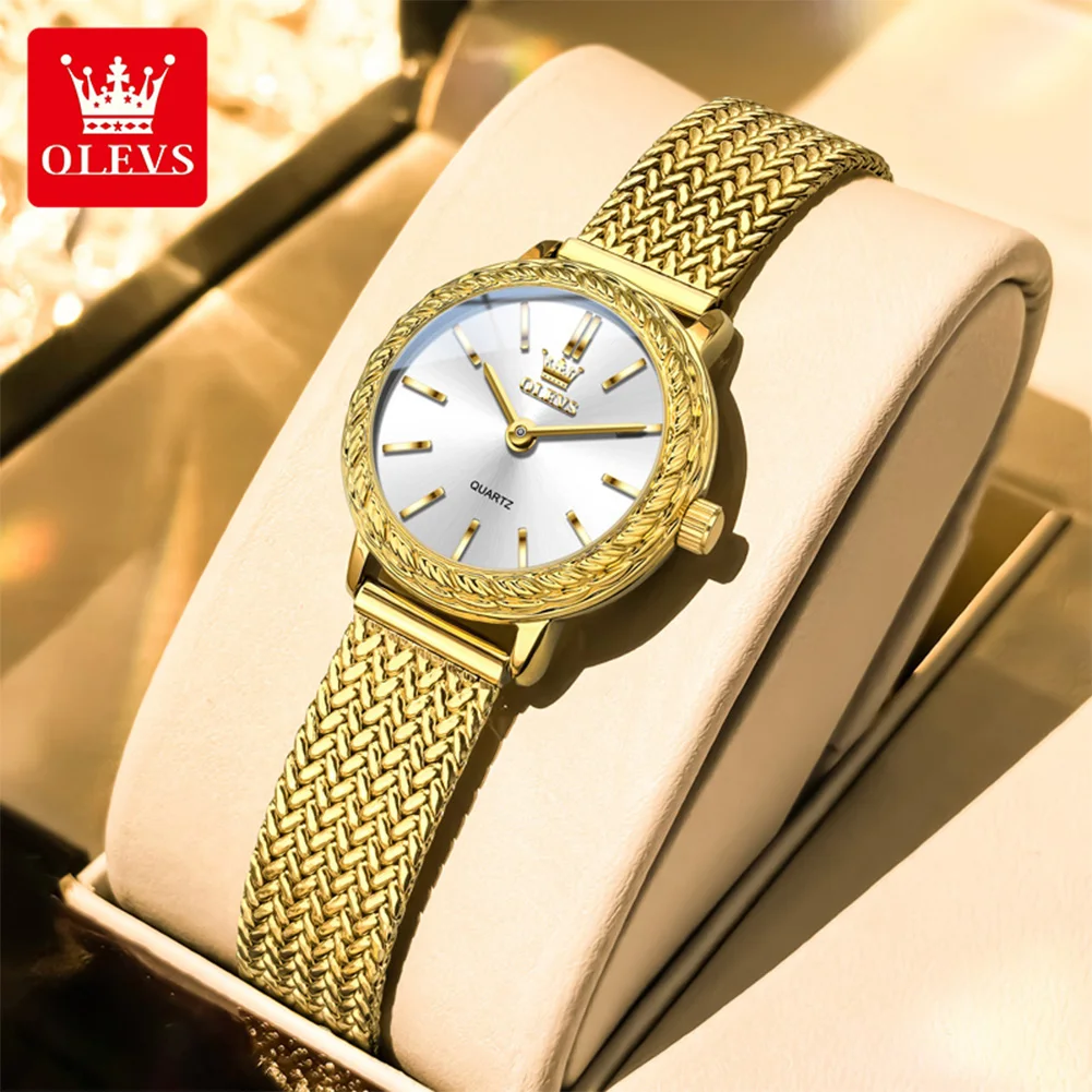 

OLEVS 5643 Elegant Simple Women's Wristwatch Stainless Steel Mesh Strap Waterproof Dress Quartz Watch for Ladies Fashion