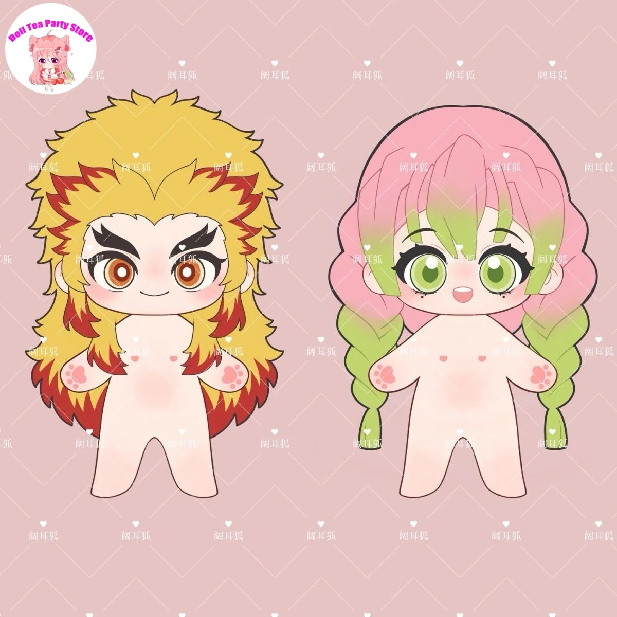 

20cm Anime Role Rengoku Kyoujurou Kanroji Mitsuri Plush Doll Body Dress Up Stuffed Plushie Toys Figures Cosplay Xmas Gift