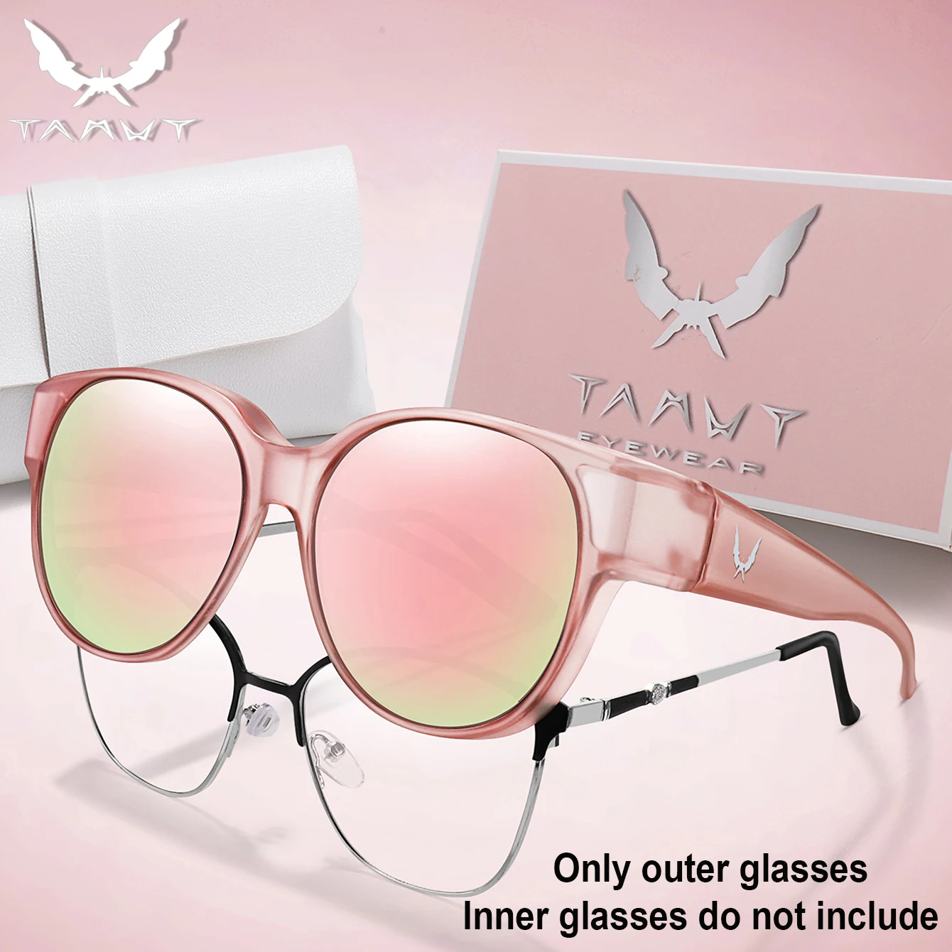 Over Glasses Cover Over Myopia Eyeglasses Unisex Round Shades with UV Protection Outdoor Sports Fishing Hiking Cycling with Box