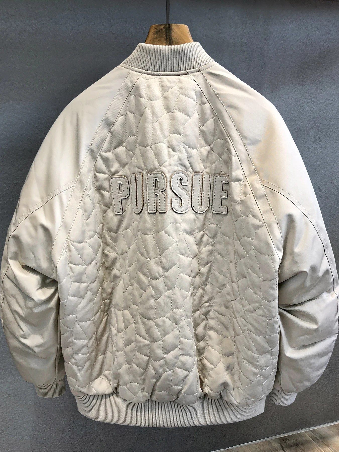 

Men's Thiened White Du down Flight Jaet Baseball Collar Winter Warm Workwear Coat Sli Casual Urban Lifesle