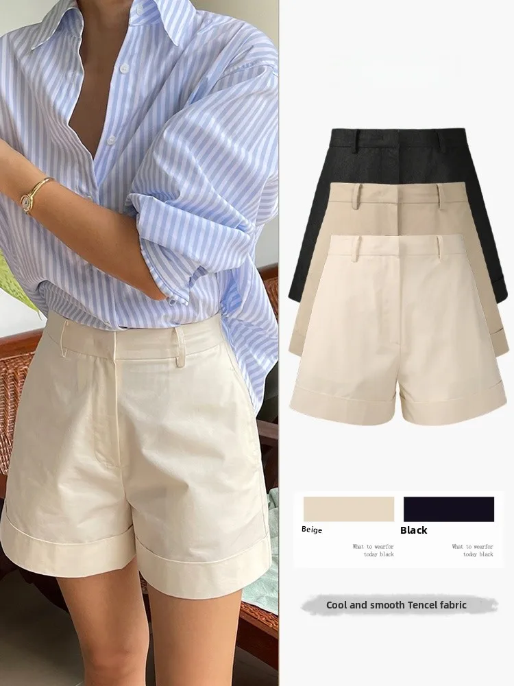 

White High Waist Loose Casual Pants Women's Summer New Style Outerwear Shorts Flattering for Small Stature Straight Leg Pants